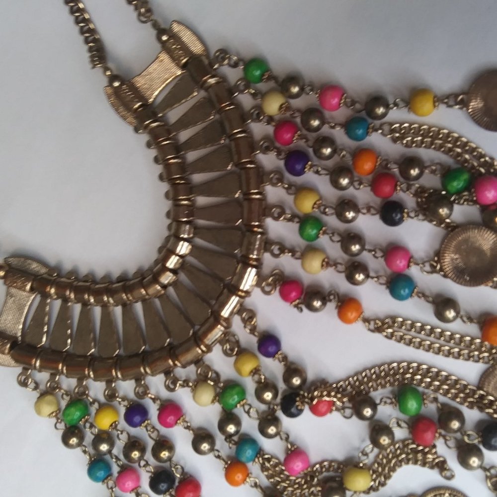 Boho Bollywood Festival Gypsy Hippie  Coachella Tribal Statement Necklace - Picture 8 of 16